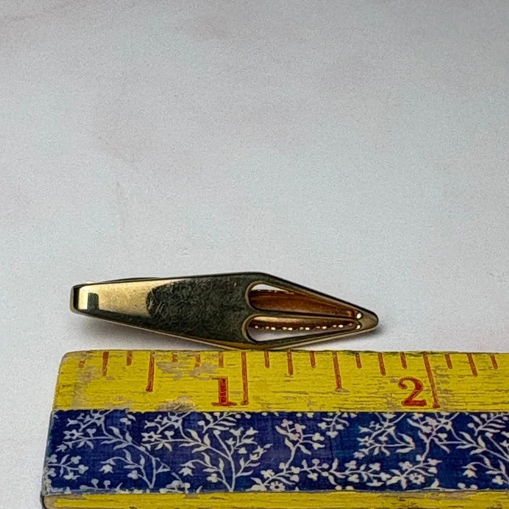 Vintage Hickok USA Gold‎ Tone Geometric Cufflink and Tie Clip Set Mens Formal